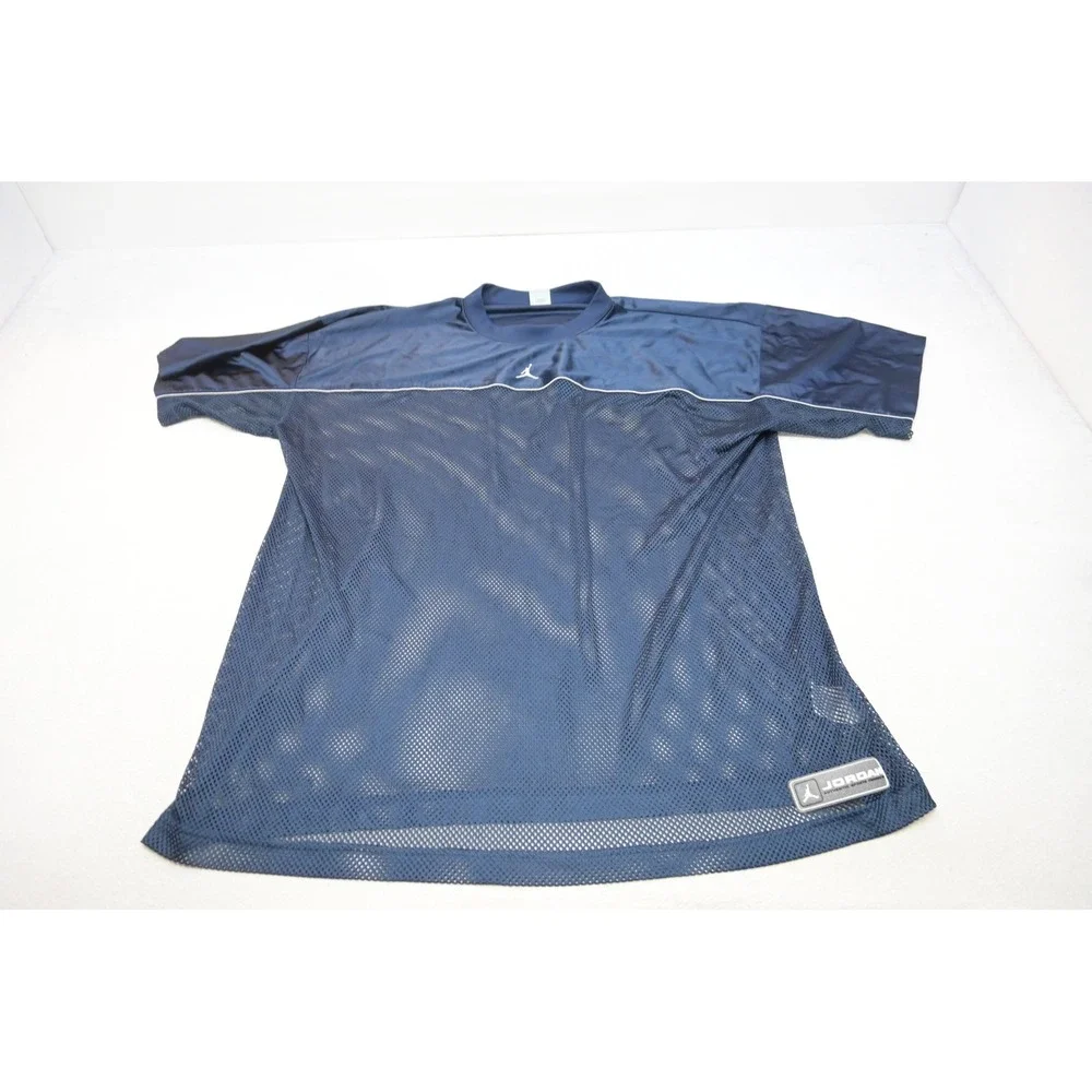 VTG Jordan Jersey Men 3XL Navy Blue Mesh Satin Jumpman Basketball Shirt